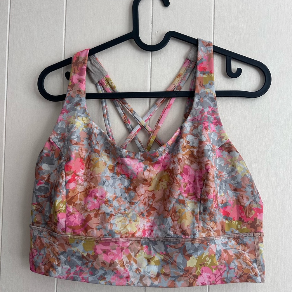 lululemon athletica Floral Strappy Bra in Pink, Gray, Brown, Yellow